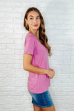 The Every Outfit Basic V-Neck Top in  Candy Pink