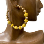 TWO TONE BEADED OPEN HOOP EARRINGS
