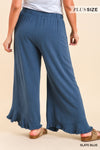 CURVY UMGEE LINEN FRAYED HEM PANTS