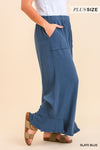CURVY UMGEE LINEN FRAYED HEM PANTS