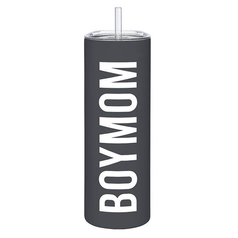 Matte Skinny Tumbler with Straw - Boy Mom