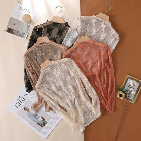SEMI SHEER MESH LACE TOP
