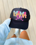 Baseball Mama Icecream DTF Printed Black Trucker Hat