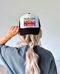 Day Drinkin Leopard DTF Printed Black and White Trucker Hat