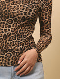 Leopard Soft Mesh Layering Up Top