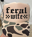 Feral Wife DTF Printed Duck Camo and Tan Trucker Hat