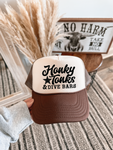 Honky Tonk Dive Bars DTF Printed Brown & Tan Trucker Hat/ Black Ink