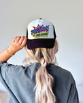 Pontoons and High Noons DTF Printed Black and White Trucker Hat