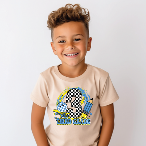 Boys 3rd Grade Skateboard Back to School Graphic Tee