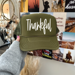 Thankful DTF Printed Olive Trucker Hat
