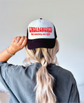Undiagnosed Red Ink DTF Printed Black and White Trucker Hat