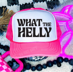 What the Helly DTF Printed Neon Pink and White Trucker Hat