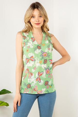 GREEN BUTTERFLY TOP