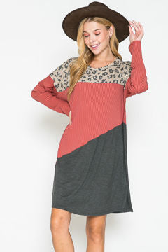 LEOPARD MIX DRESS