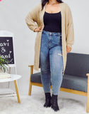 TEXTURED COZY OVERSIZED KNIT CARDIGAN (PLUS)