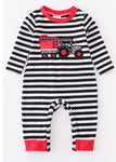 STRIPE TRUCK HEART BOY ROMPER