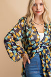 CRINKLE CHIFFON LONG CARDIGAN