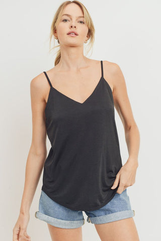 STRETCH SOLID V-NECK TANK TOP