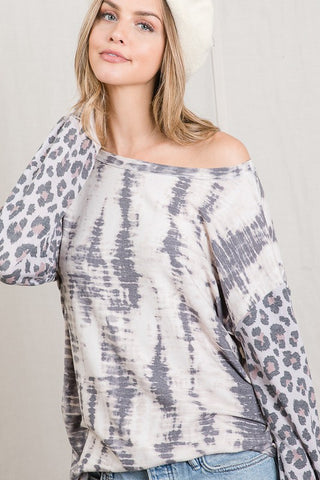 TIE-DYE LEOPARD PRINT BLOCK TOP
