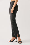 MID RISE STRAIGHT LEG JEANS W SIDE SLIT