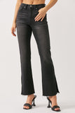 MID RISE STRAIGHT LEG JEANS W SIDE SLIT