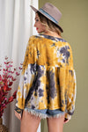 TIE DYE BABYDOLL LONG SLEEVE TOP