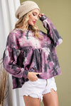 TIE DYE BABYDOLL LONG SLEEVE TOP