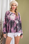 TIE DYE BABYDOLL LONG SLEEVE TOP