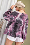 TIE DYE BABYDOLL LONG SLEEVE TOP