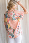 FLORAL PRINT RUFFLE SLEEVE TOP