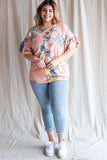 FLORAL PRINT RUFFLE SLEEVE TOP