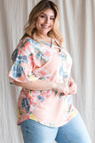 FLORAL PRINT RUFFLE SLEEVE TOP