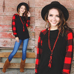 PLAID LONG SLEEVE TOP