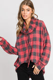 PLAID COW NECK TOP