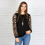 LEOPARD LONG SLEEVE PUFFED TOP