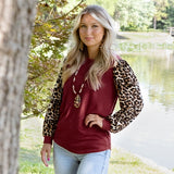 LEOPARD LONG SLEEVE PUFFED TOP