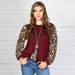 LEOPARD LONG SLEEVE PUFFED TOP
