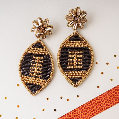 BEADED FOOTBALL EARRINGS