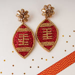 BEADED FOOTBALL EARRINGS