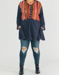 BUTTON DOWN PRINTED LONG SLEEVE TOP (PLUS)