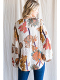 FALL FLORAL SATIN TOP