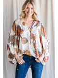 FALL FLORAL SATIN TOP