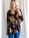 FALL FLORAL SATIN TOP