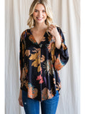 FALL FLORAL SATIN TOP