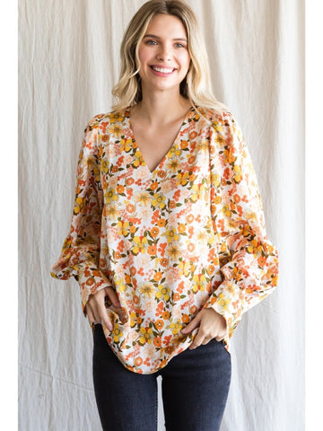 GINA FLORAL SATIN TOP