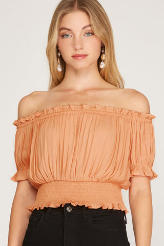 SLEEVELESS WOVEN RUFFLED TOP