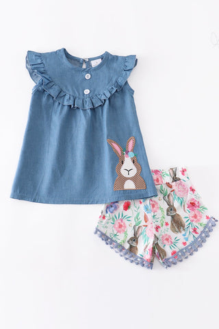 DENIM RABBIT SHORTS SET
