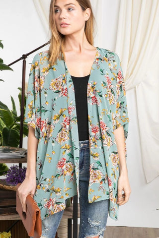 FLORAL SAGE KIMONO