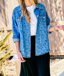 LEOPARD WASHED OVERSIZED DENIM JACKET