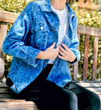 LEOPARD WASHED OVERSIZED DENIM JACKET
